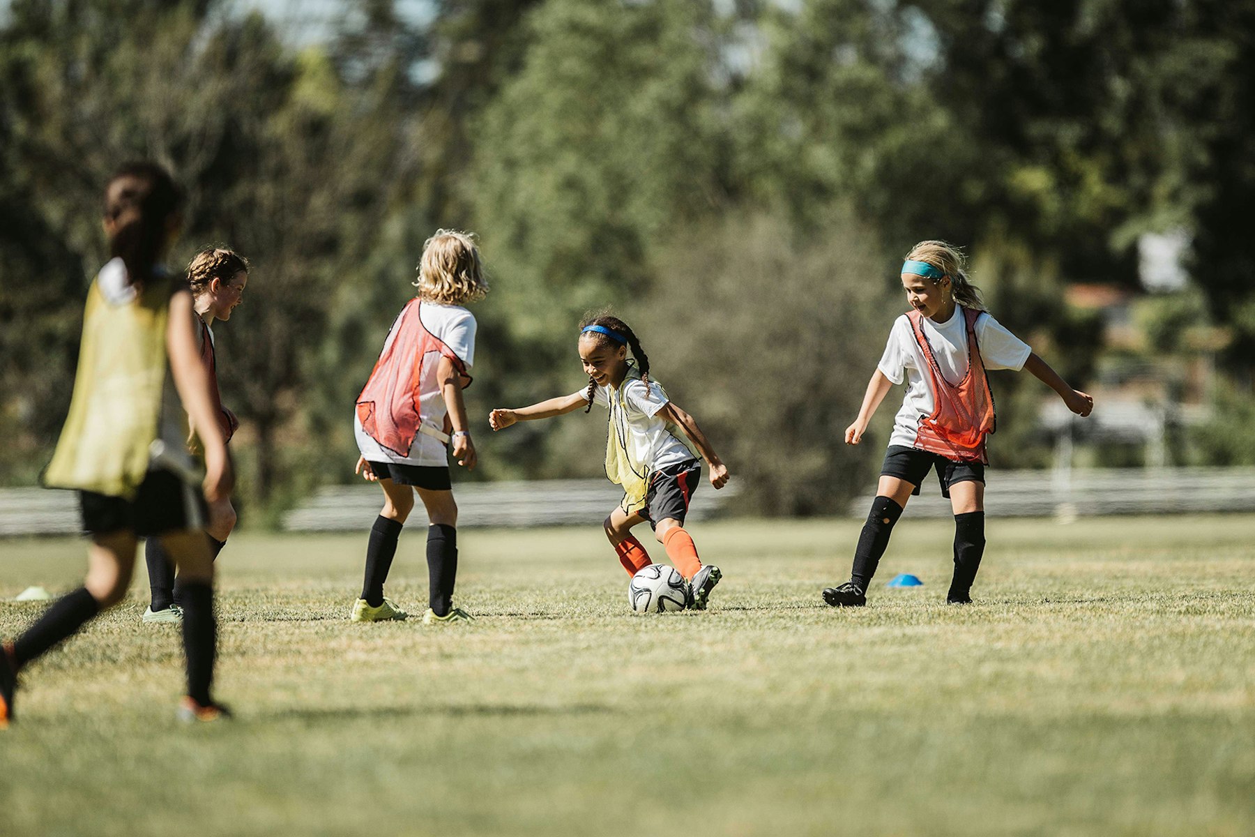 Girls playing soccer