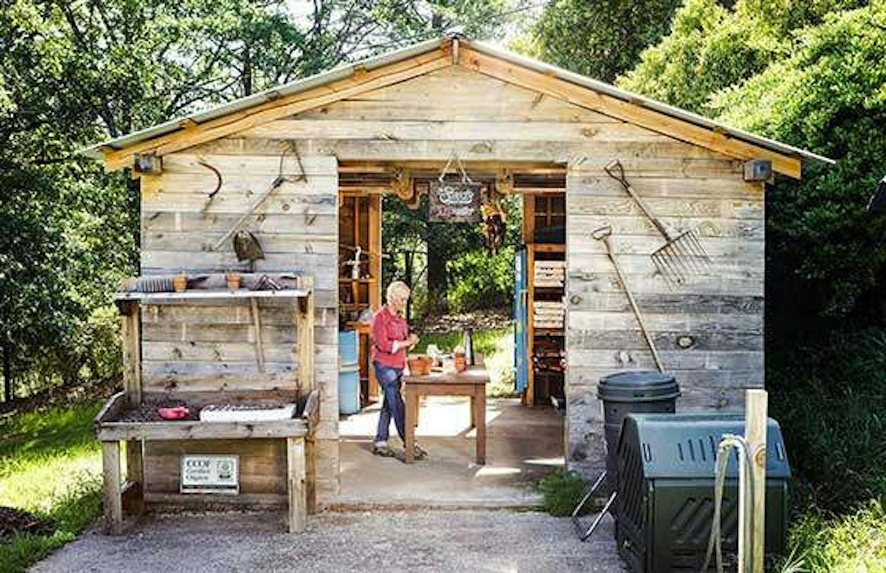 Kit Crawford in tool shed