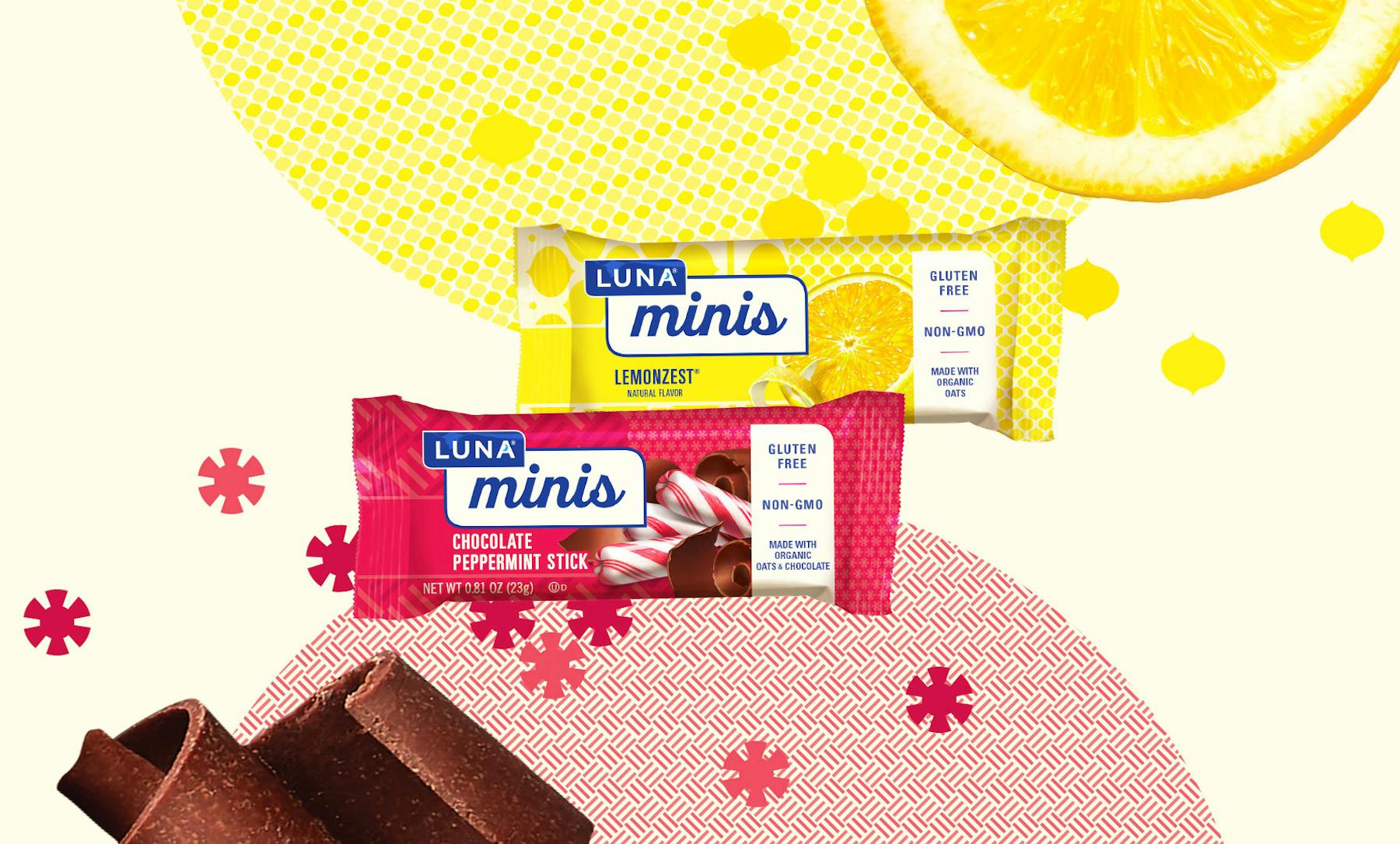 Luna minis chocolate peppermint lemonzest flavors