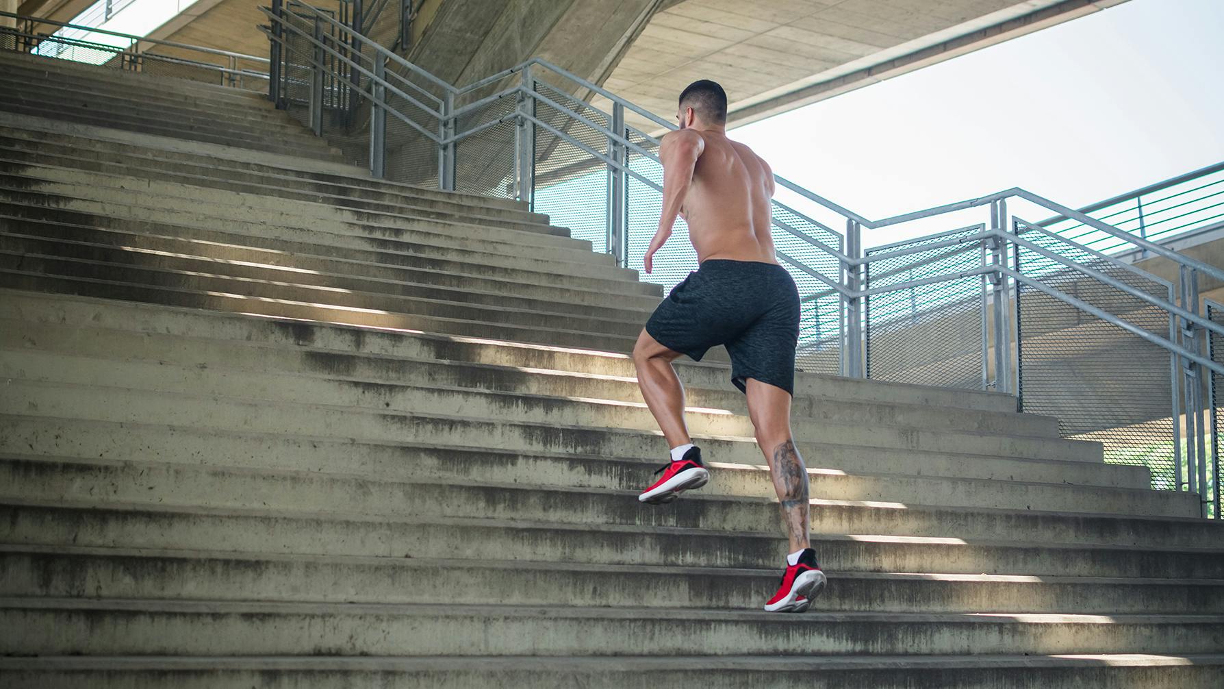 Running up stairs for a workout