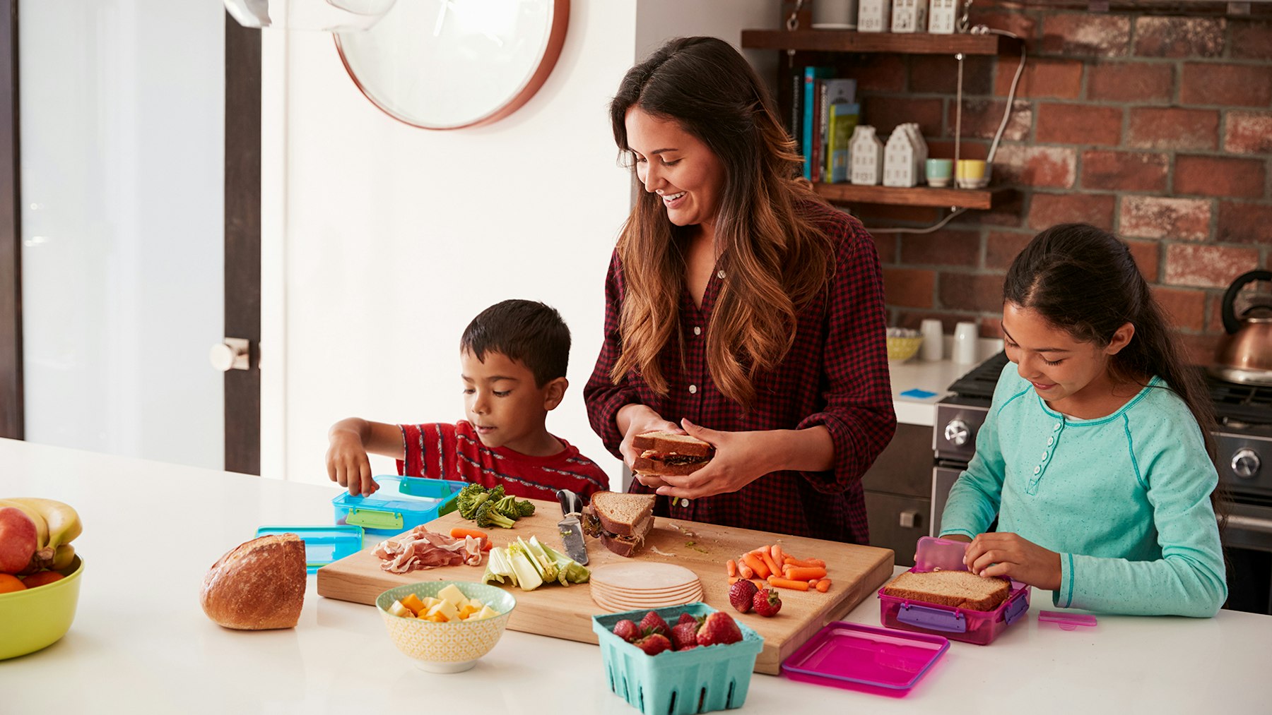 Family preparing lunch