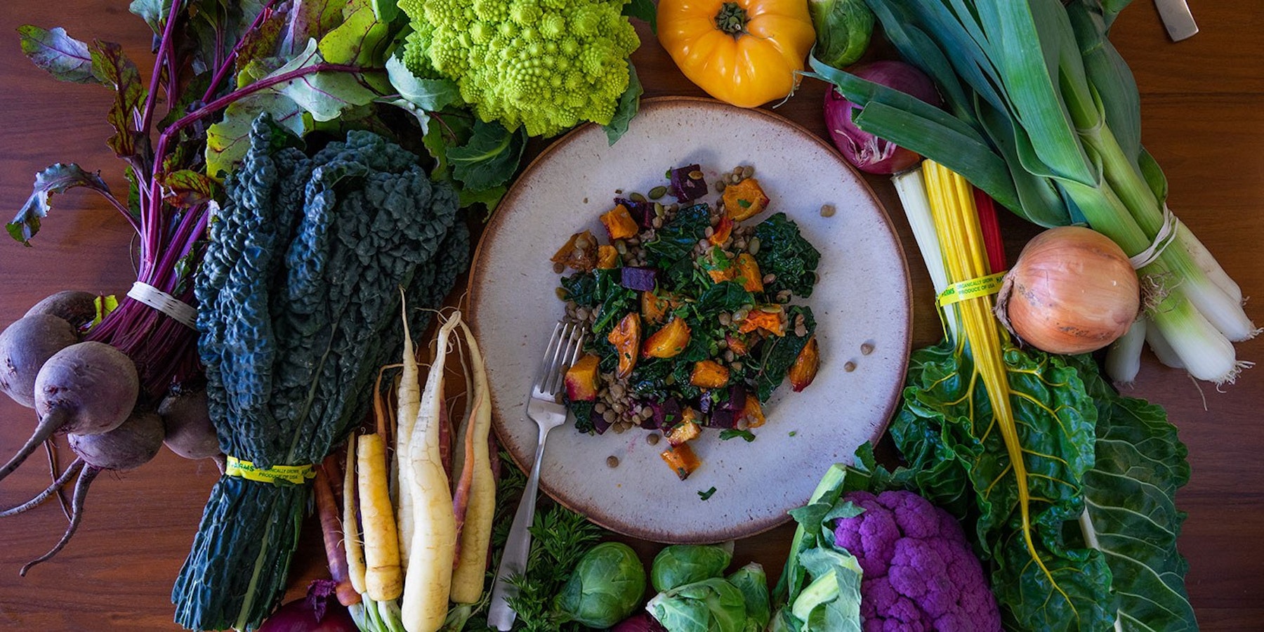 Plate of vegetables and grains